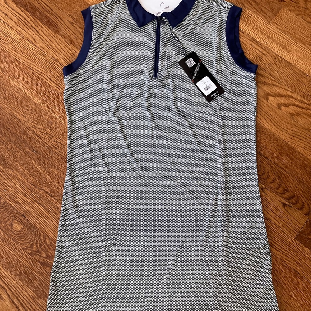 NWT medium Head Golf Blue and Yellow Sleeveless Polo Dress A line. Light weight